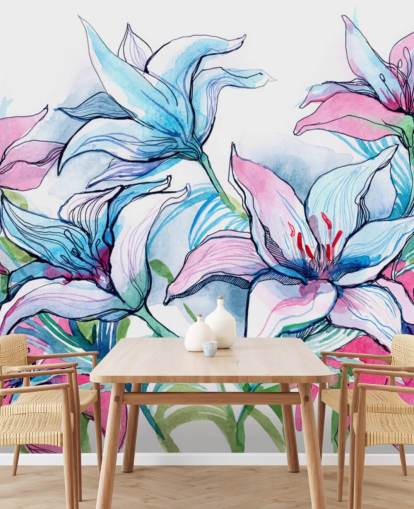 Purple and Pink Lilies Floral Wallpaper Purple and Pink Lilies Floral Wallpaper