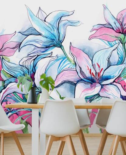 Lilla og Pink Lilies Floral Baggrund