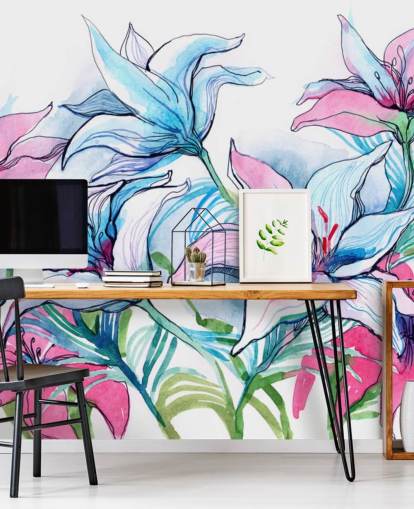 Lilla og Pink Lilies Floral Baggrund