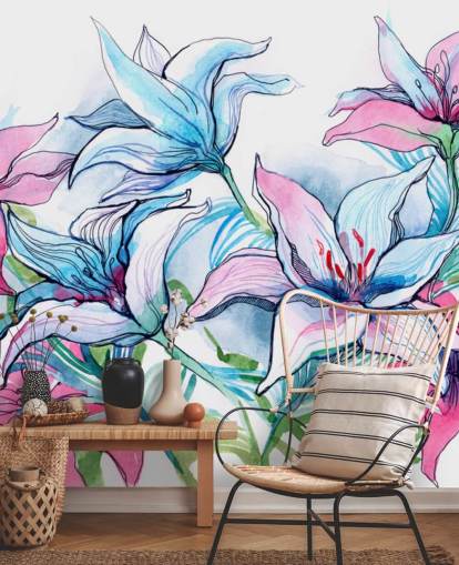 Lilla og Pink Lilies Floral Baggrund