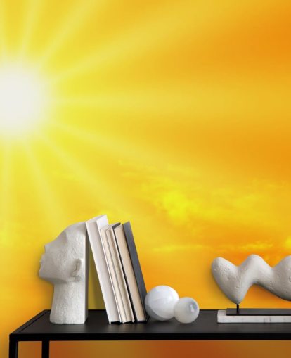 Geel en oranje behang