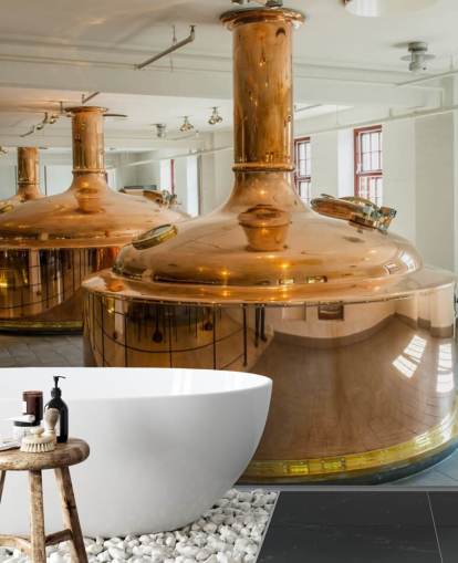 Kobber beholdere og Brewery Bakgrunn
