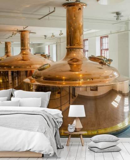 Kopparbehållare på bryggeri Bakgrund