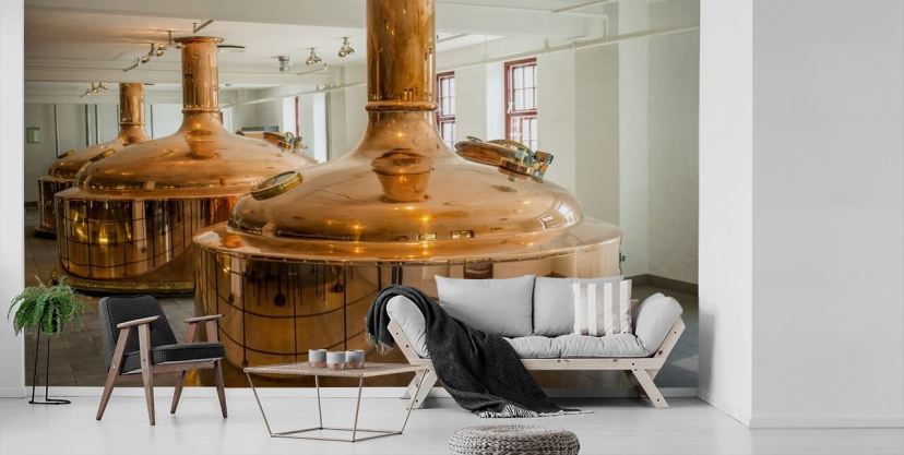 Koperen containers bij Brewery Wallpaper