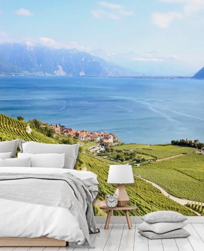 Decorazione murale con vigneto costiero