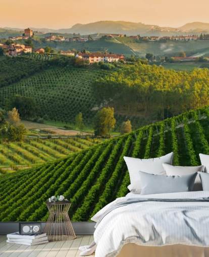 Italiaanse wijngaard landschap muurschildering