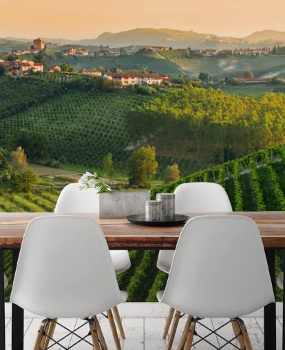 Decorazione murale con paesaggio vinicolo italiano