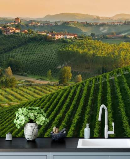 Italiensk vingård landskap väggmålning