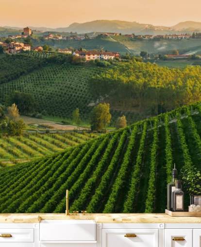 Decorazione murale con paesaggio vinicolo italiano