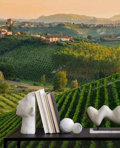 Decorazione murale con paesaggio vinicolo italiano