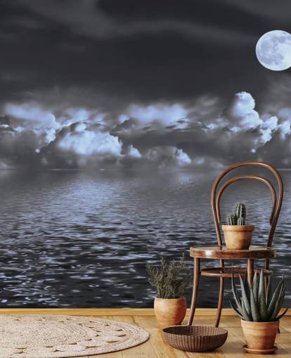 Moon View ved havet Bakgrunn