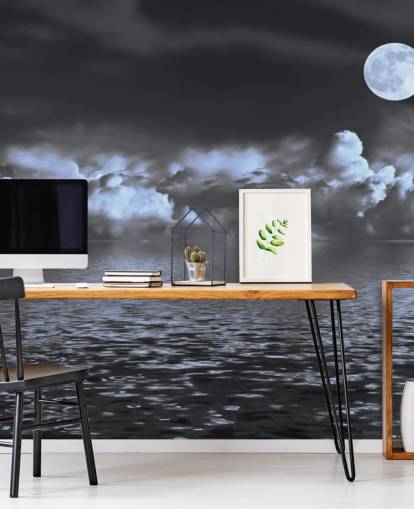 Månen View vid havet Wallpaper