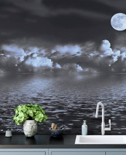 Moon View ved havet Bakgrunn