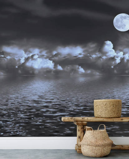 Moon View by the Sea Wallpaper Moon View by the Sea Wallpaper