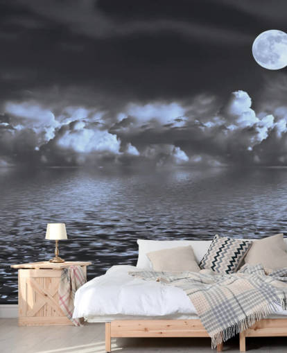 Moon View by the Sea Wallpaper Moon View by the Sea Wallpaper