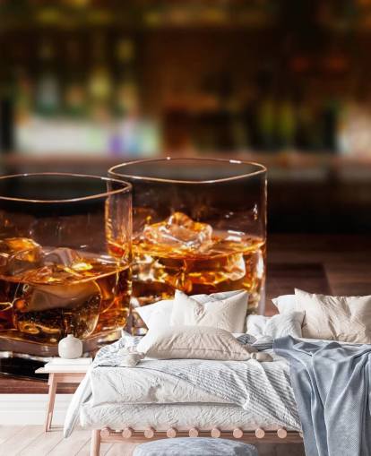 Twee glazen whisky en ijswandmuurschildering