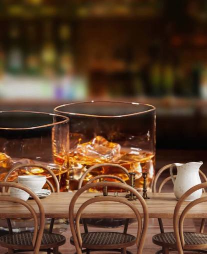 Two Glasses of Whiskey and Ice Wall Mural