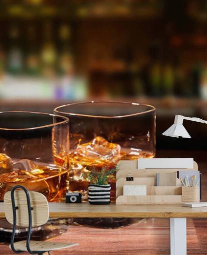 Mural de pared Dos vasos de whisky y hielo
