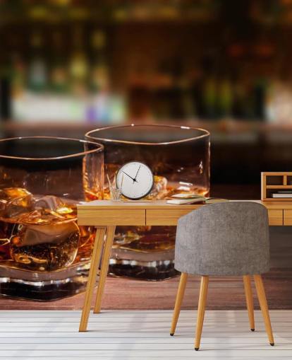 Two Glasses of Whiskey and Ice Wall Mural
