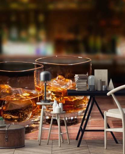 Mural de pared Dos vasos de whisky y hielo