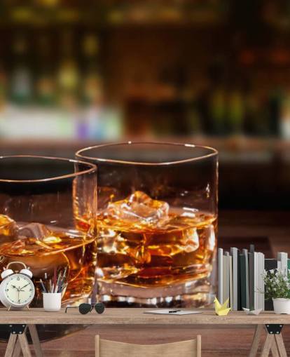 Mural de pared Dos vasos de whisky y hielo