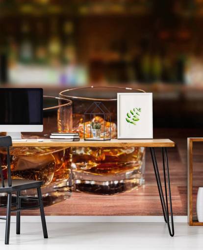 Two Glasses of Whiskey and Ice Wall Mural Two Glasses of Whiskey and Ice Wall Mural