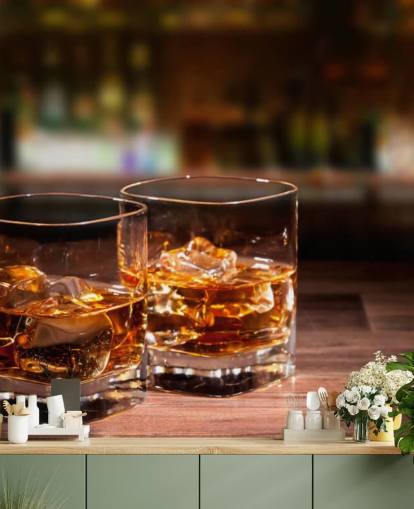 Mural de pared Dos vasos de whisky y hielo