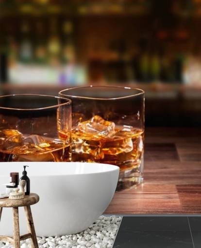 Two Glasses of Whiskey and Ice Wall Mural