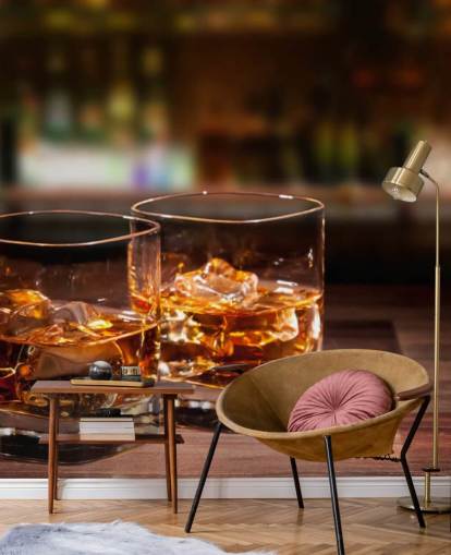 Mural de pared Dos vasos de whisky y hielo