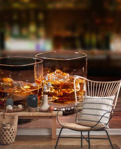 Two Glasses of Whiskey and Ice Wall Mural