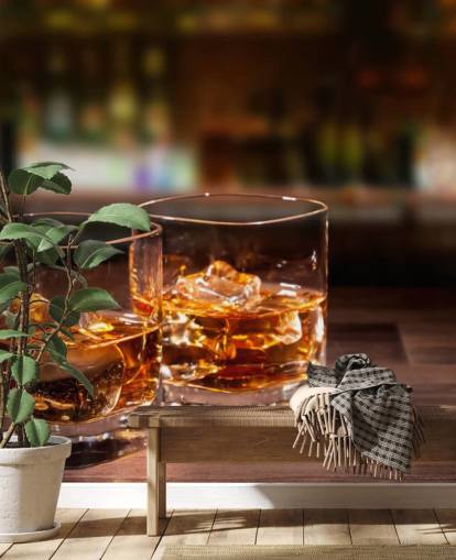 Mural de pared Dos vasos de whisky y hielo