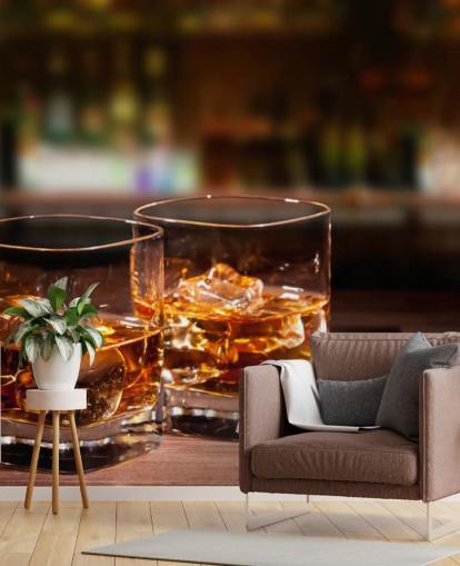Mural de pared Dos vasos de whisky y hielo