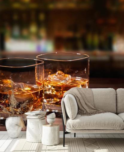 Two Glasses of Whiskey and Ice Wall Mural