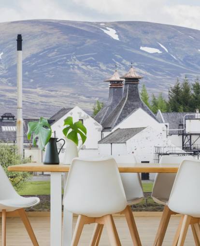 White Distillery in Scottish Valley Wallpaper White Distillery in Scottish Valley Wallpaper