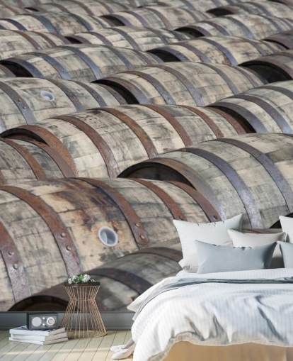 Rows of Whiskey Barrels Wallpaper