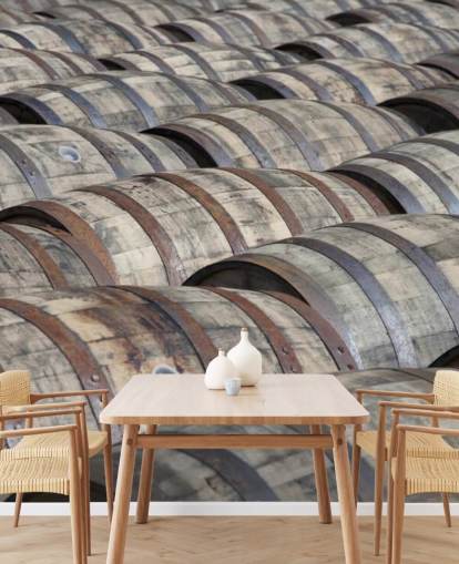 Rows of Whiskey Barrels Wallpaper