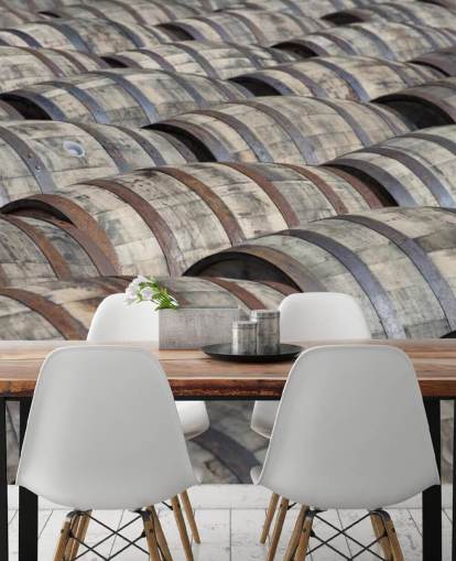 Rows of Whiskey Barrels Wallpaper