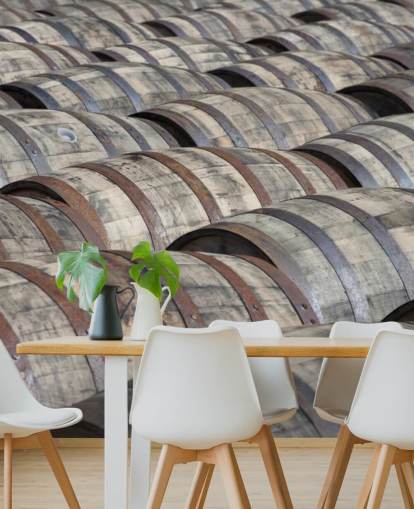Rows of Whiskey Barrels Wallpaper