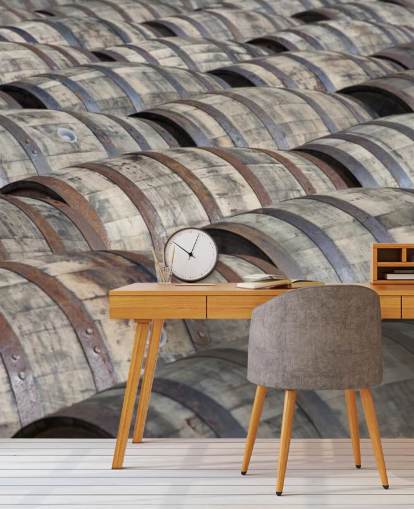 Rows of Whiskey Barrels Wallpaper