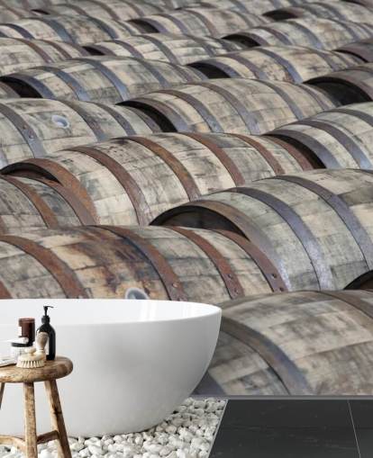 Rader av whisky fat Bakgrund Rader av whisky fat Bakgrund