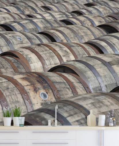Rows of Whiskey Barrels Wallpaper