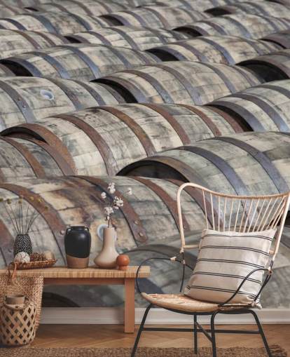 Rows of Whiskey Barrels Wallpaper