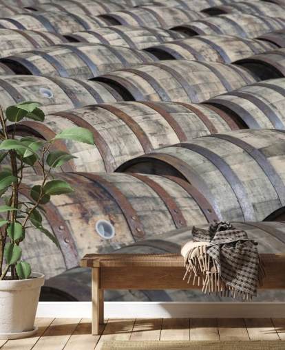 Rows of Whiskey Barrels Wallpaper