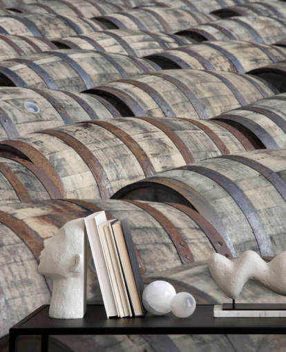 Rows of Whiskey Barrels Wallpaper