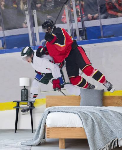 vibrant ice hockey wallpaper mural called Ice Hockey Heavy Tackle for kids bedrooms and hockey clubs vibrant ice hockey wallpaper mural called Ice Hockey Heavy Tackle for kids bedrooms and hockey clubs