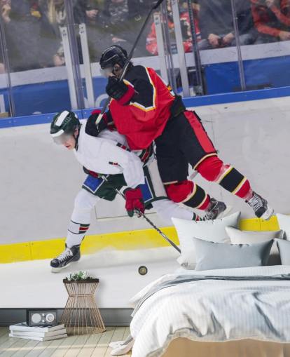 papier peint mural vibrant de hockey sur glace appelé Ice Hockey Heavy Tackle pour les chambres d'enfants et les clubs de hockey papier peint mural vibrant de hockey sur glace appelé Ice Hockey Heavy Tackle pour les chambres d'enfants et les clubs de hockey