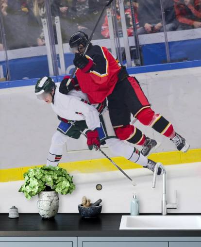levende ishockey tapetmaleri kaldet Ice Hockey Heavy Tackle til børns soveværelser og hockeyklubber