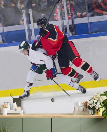levende ishockey tapetmaleri kalt Ice Hockey Heavy Tackle for barnerom og hockeyklubber