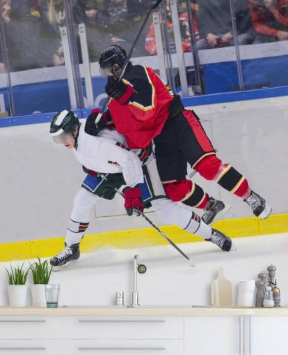 vibrant ice hockey wallpaper mural called Ice Hockey Heavy Tackle for kids bedrooms and hockey clubs vibrant ice hockey wallpaper mural called Ice Hockey Heavy Tackle for kids bedrooms and hockey clubs