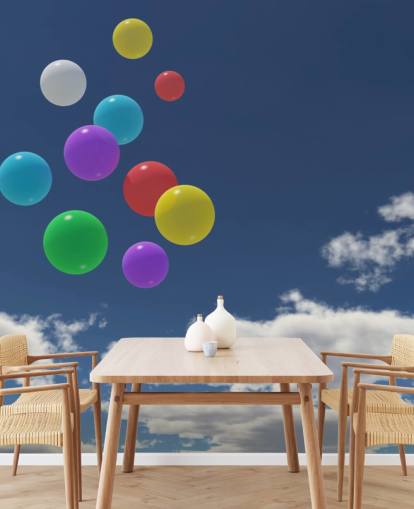 Farverige balloner mod Blue Sky vægmaleri Farverige balloner mod Blue Sky vægmaleri